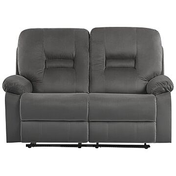 Recliner Sofa 2 Seater Dark Grey Velvet Electric Adjustable Back And Footrest With Led Modern Living Room Beliani