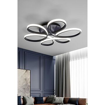 93w Modern Black Acrylic Petal Led Semi Ceiling Light