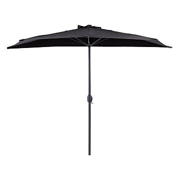 Half-round Garden Parasol Black Polyester Shade Steel 2.7m Modern Patio Balcony Umbrella Beliani