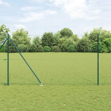 Vidaxl Hexagon Fence Green 1.5x50 M Steel, Vidaxl Fence Posts With Spike 13 Pcs Ø32 Mm 170 Cm Galvanised Steel