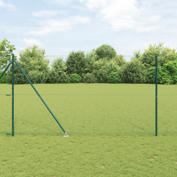 Vidaxl Hexagon Fence Green 1.5x50 M Steel, Vidaxl Fence Posts With Spike 13 Pcs Ø32 Mm 170 Cm Galvanised Steel