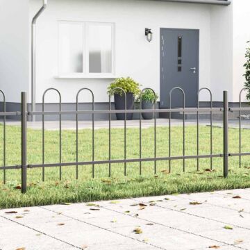 Vidaxl Garden Fence With Hoop Top Gray 15.3x0.6 M Steel