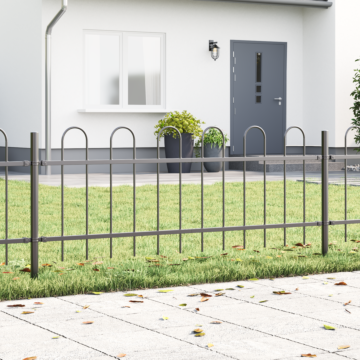 Vidaxl Garden Fence With Hoop Top Gray 15.3x0.6 M Steel