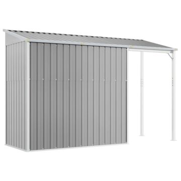 Vidaxl Garden Shed With Extended Roof Light Grey 277x110.5x181 Cm Steel