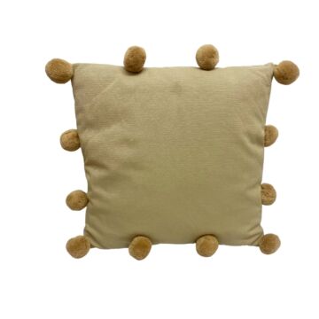 Beige Square Pompom Cushion