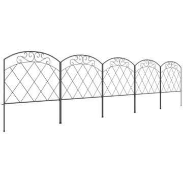 Outsunny 3m Decorative Metal Garden Fence - Diamond And Swirl Pattern