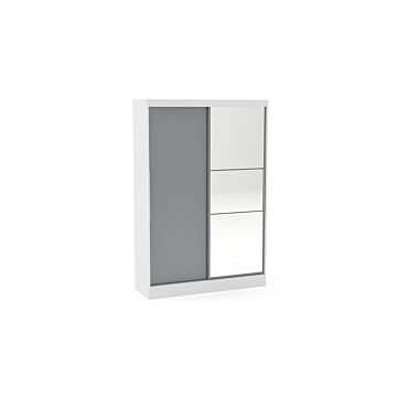 Lynx 2 Door Sliding Wardrobe With Mirror White & Grey