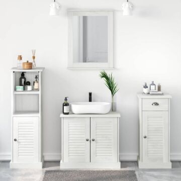 Vidaxl Bathroom Furniture Set 3 Pcs Antique White 37 X 34 X 110 Cm