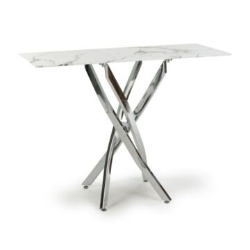 Astoria White/chrome Console Table