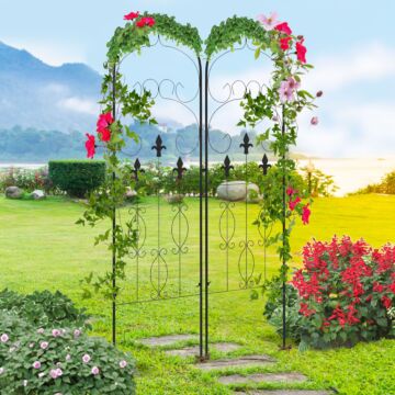 Outsunny Metal Trellis Set Of 2, Garden Trellis For Climbing Plants Support Frames, Scrolls Design