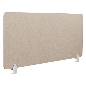 Desk Screen Dark Beige Pet Board Fabric Cover 160 X 50 Cm Acoustic Screen Modular Mounting Clamps Home Office Beliani