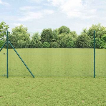 Vidaxl Welded Wire Fence With 13 Posts Green 1.2x50 M Steel