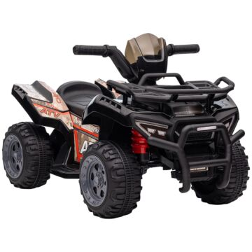 Homcom Kids Ride-on Four Wheeler Atv Car With Real Working Headlights, 6v Battery Powered Motorcycle For 18-36 Months, Black
