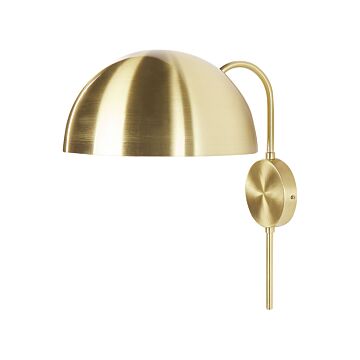 Wall Lamp Gold Steel Metal Shade Single Light Point Retro Glamour Lighting Beliani