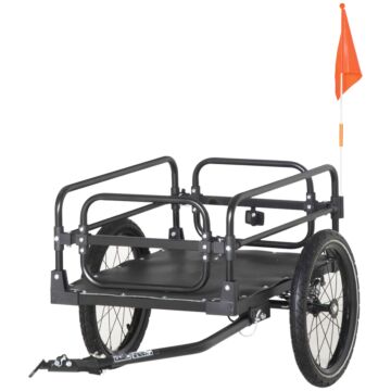 Homcom Steel Bike Trailer With Triple Safety, Wagon Bicycle Trailer With Suspension, 2 Wheels Outdoor Storage Carrier, Black