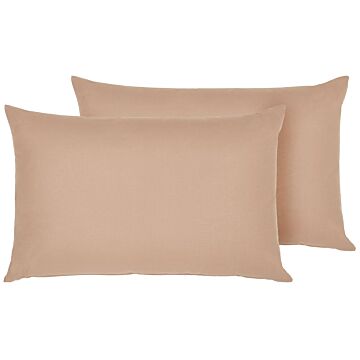 Outdoor Pillow Cushion Set Of 2 Polyester Sand Beige 50 X 70 Cm Zip Modern Design Scatter Cushion Beliani