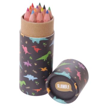 Fun Kids Colouring Pencil Tube - Dinosaur Design