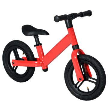 Aiyaplay 12" Kids Balance Bike, No Pedal Training Bike For Children With Adjustable Seat, 360° Rotation Handlebars - Red