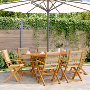 Vidaxl Folding Garden Chairs 6 Pcs Beige Solid Wood Acacia