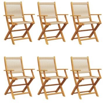 Vidaxl Folding Garden Chairs 6 Pcs Beige Solid Wood Acacia