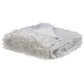Bedspread Grey Soft Fabric 200 X 220 Cm Faux Fur Blanket Beliani