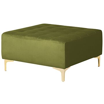 Ottoman Green Velvet Tufted Fabric Modern Living Room Square Footstool Gold Legs Beliani