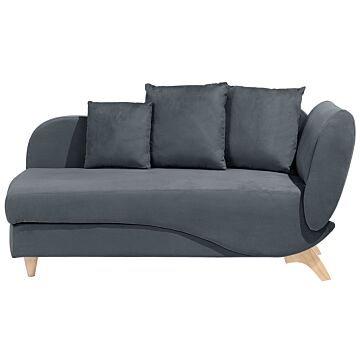 Right Hand Chaise Lounge In Dark Grey Velvet With Storage Container Beliani