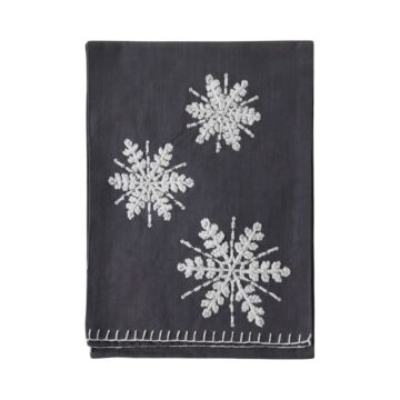 Emb Snowflakes Table Runner Charcoal 330x2500mm