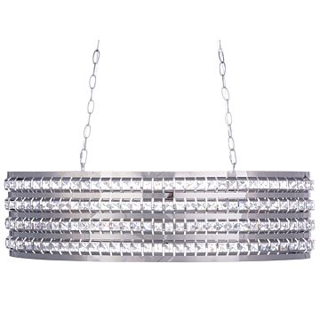 Ceiling Lamp Silver Crystal 108 Cm Double Light Glam Beliani