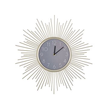Wall Clock Gold And Grey Mdf Metal 45 Cm Round Arabic Numerals Decorative Living Room Beliani