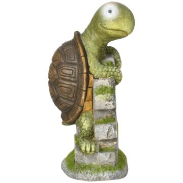 Outsunny Vivid Tortoise Art Sculpture With Solar Led Light, Colourful Garden Statue, Outdoor Ornament Home Decoration For Porch, Deck, Grass