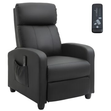 Homcom Recliner Sofa Chair Pu Leather Massage Armcair W/ Footrest And Remote Control For Living Room, Bedroom, Home Theater, Black
