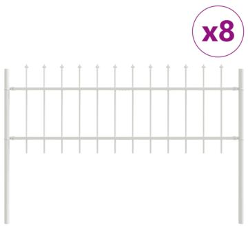Vidaxl Garden Fence With Sharp Top - White, 13.6 X 0.6 M, Steel