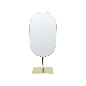 Makeup Mirror Gold Metal 16 X 37 Cm Dressing Table Mirror Decorative Beliani