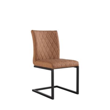 Diamond Stitch Dining Chair Tan/graphite