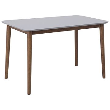 Dining Table Grey Mdf Tabletop 73 X 118 X 77 Cm Wooden Legs Kitchen Table Beliani