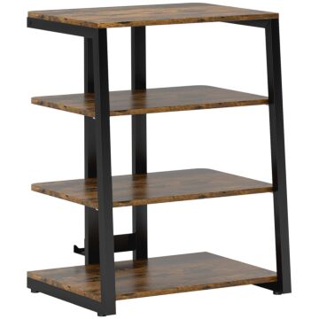 Homcom Hifi Stand, With Four Storage Shelves - Rustic Brown
