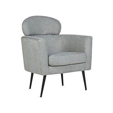 Armchair Grey Fabric Soft Upholstery Black Legs With Headrest Backrest Retro Glam Art Decor Style Beliani