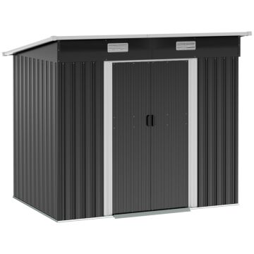 Outsunny 6.8 X 4.3ft Outdoor Garden Storage Shed, Tool Storage Box For Backyard, Patio And Lawn, Black