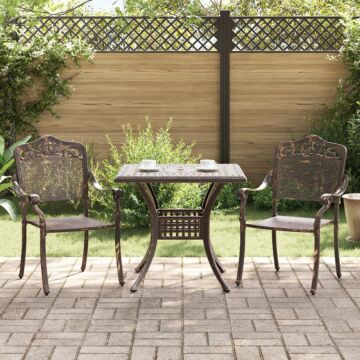 Vidaxl 3-piece Garden Bistro Set - Bronze Cast Aluminum