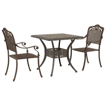 Vidaxl 3-piece Garden Bistro Set - Bronze Cast Aluminum