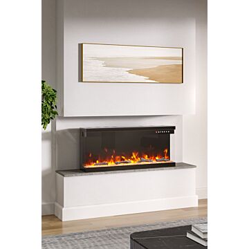 40inch 3 Side Electric Fireplace Borderless Wall Recessed Inset Electric Fireplace 1500w With 12 Flame Colours