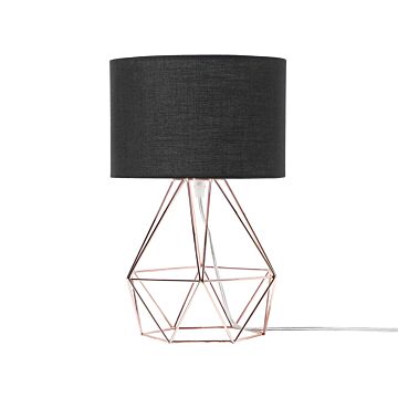 Table Lamp Black Shade Industrial Wire Cage Copper Beliani