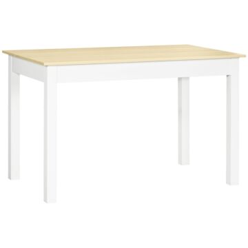 Homcom Dining Table For 4 To 6, Modern Kitchen Table With Wood Effect Tabletop, Thick Legs, 120cm, Oak Wood Grain
