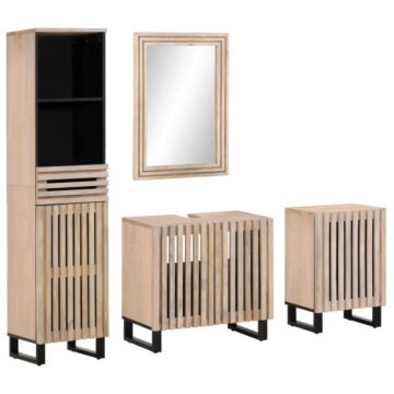 Vidaxl 4 Piece Bathroom Furniture Set Solid Wood Mango