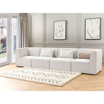 Modular 4 Seater Sofa Off White Corduroy Sectional 4 Pieces Sofa Modern Jumbo Cord Minimalistic Style Beliani