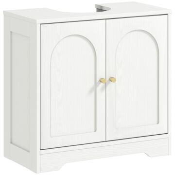 Homcom Under Sink Bathroom Cabinet With 2 Arch Doors - White