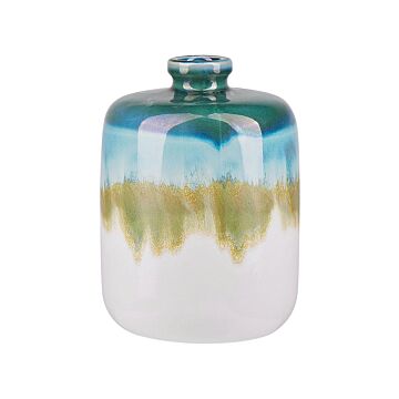 Flower Vase Multicolour Stoneware Pot Home Decoration Accessory 22 Cm Modern Design Beliani