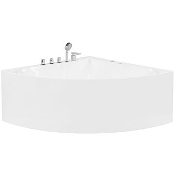 Corner Whirlpool Bath White With Silver Sanitary Acrylic Single 133 X 187 Cm Hydromassage Modern Beliani