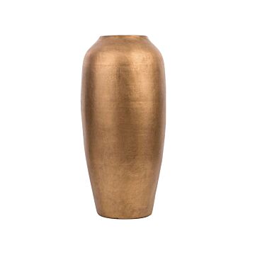 Decorative Floor Vase Gold Terracotta 48 Cm Industrial Beliani